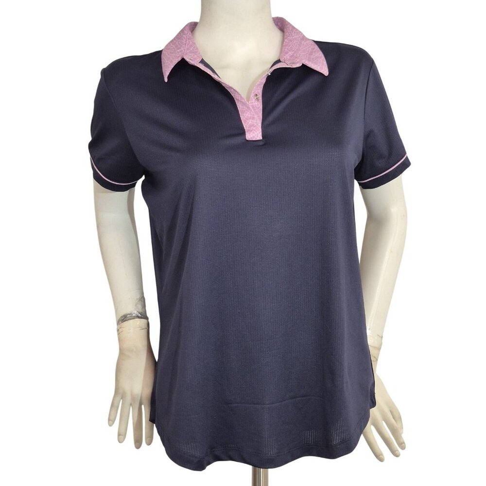Sport Haley Women's Size L Blue Pink Short Sleeve Athletic Polo Top Golf (59)